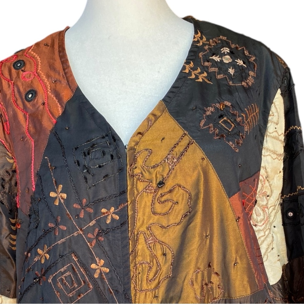 Laura Ashley Jacket Patchwork, Color Block Beads … - image 2